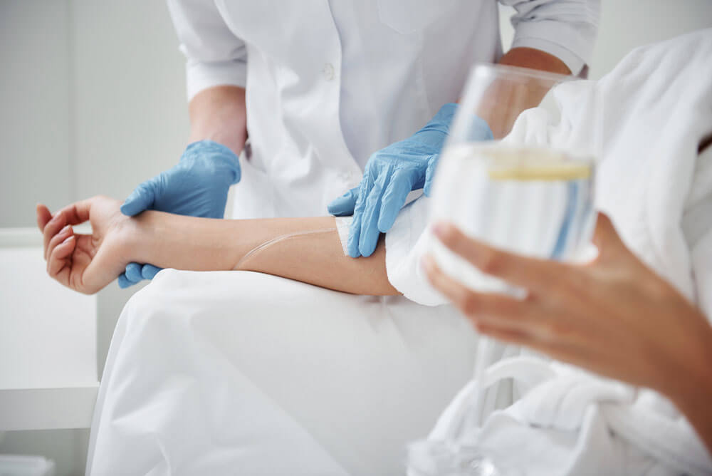 Person receiving IV therapy