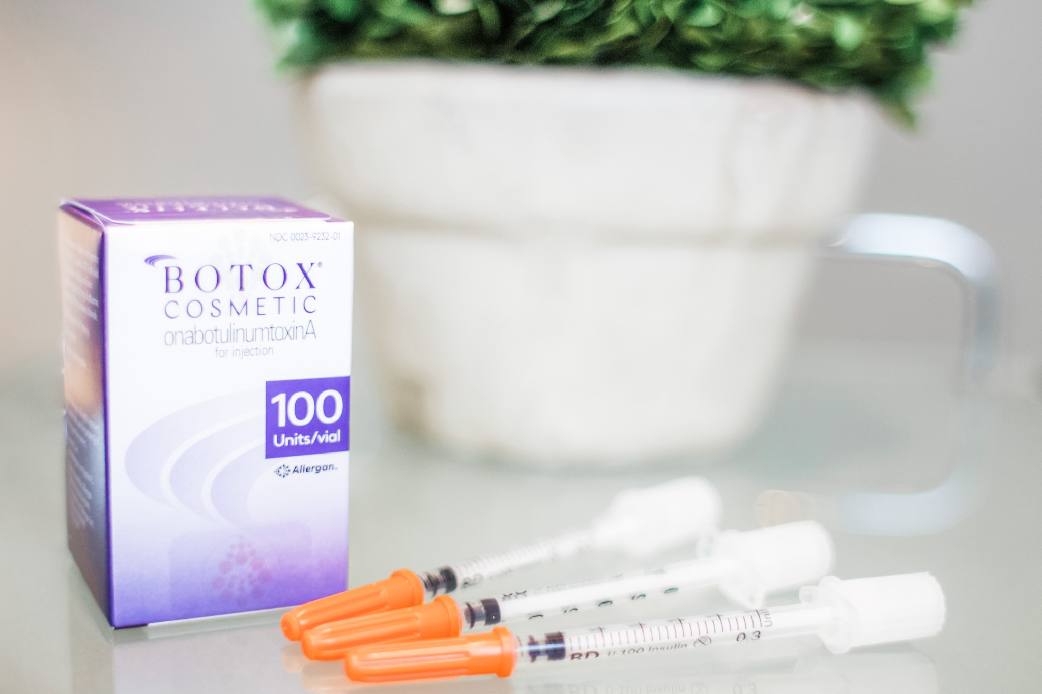 botox box with needles on a counter